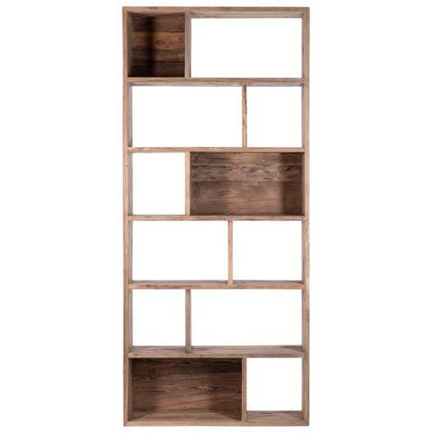 Mariz Medium Brown Antique Wood Finish Tall Bookcase