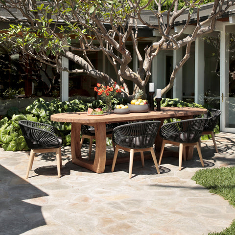 Janie Distressed Natural Finish Outdoor Dining Table