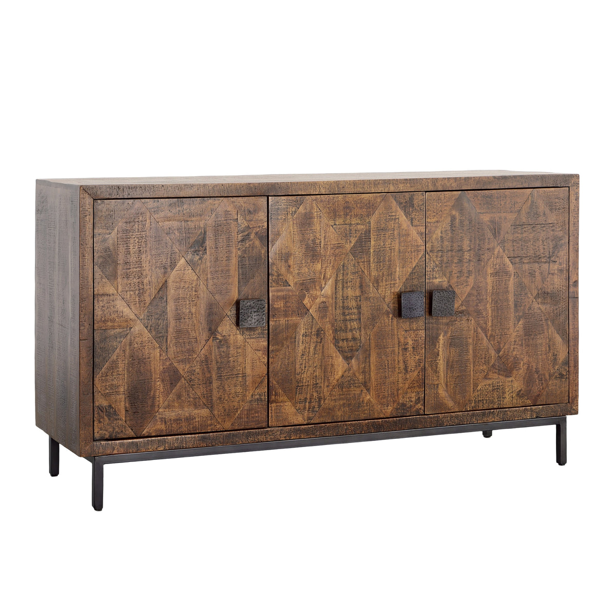 Bratman Medium Brown, Antique Black Base and Hammered Handles Sideboard