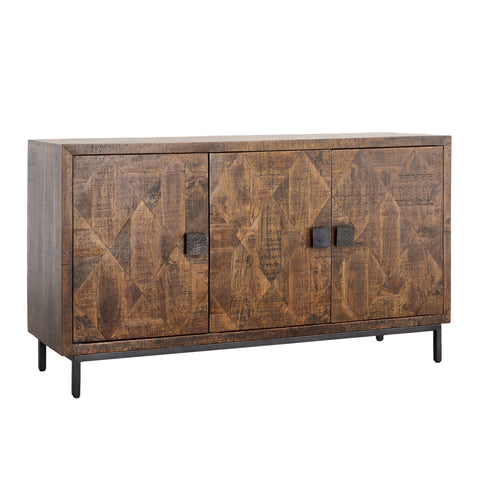 Bratman Medium Brown, Antique Black Base and Hammered Handles Sideboard