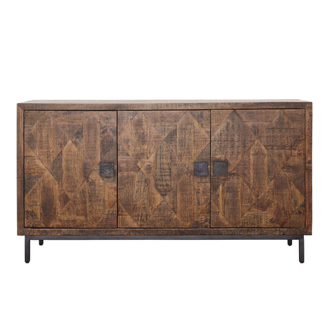 Bratman Medium Brown, Antique Black Base and Hammered Handles Sideboard