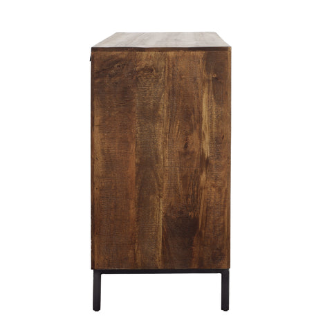 Bratman Medium Brown, Antique Black Base and Hammered Handles Sideboard