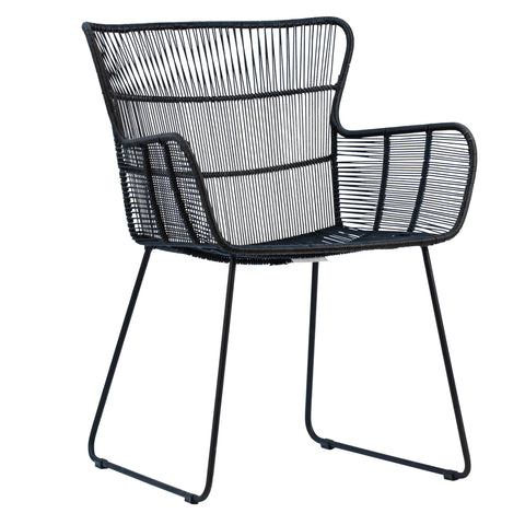 Gareth Black Powder Coated Finish Outdoor Dining Chair