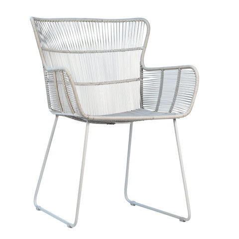 Baxter White Powder Coated Finish Outdoor Dining Chair