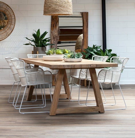 Baxter White Powder Coated Finish Outdoor Dining Chair