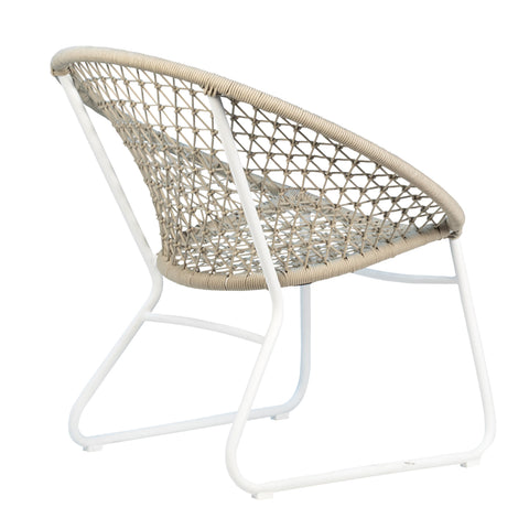 Betel White Frame with Tan Rope Outdoor Occasional Chair