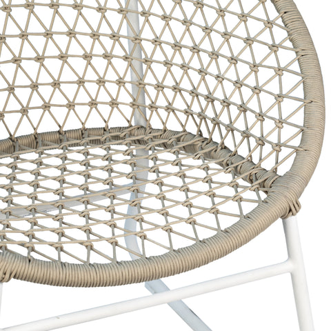 Betel White Frame with Tan Rope Outdoor Occasional Chair