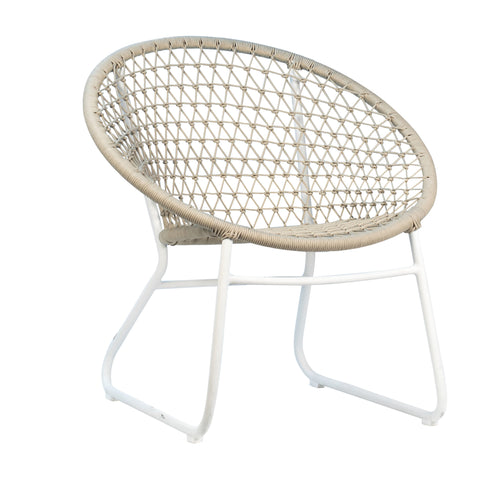 Betel White Frame with Tan Rope Outdoor Occasional Chair