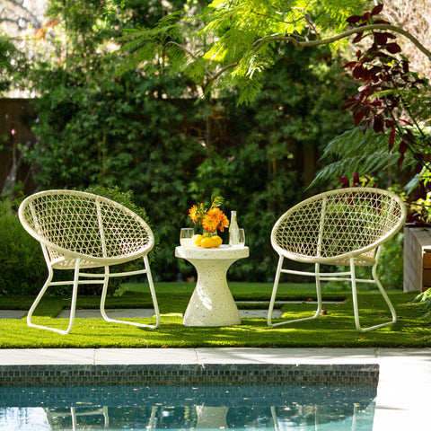 Betel White Frame with Tan Rope Outdoor Occasional Chair