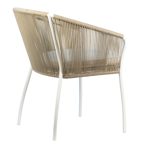 Casey White Frame with Tan Rope Outdoor Dining Chair