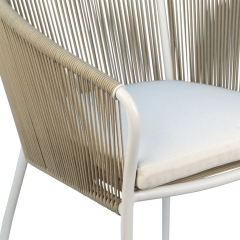 Casey White Frame with Tan Rope Outdoor Dining Chair