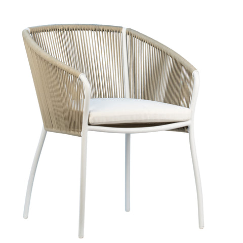Casey White Frame with Tan Rope Outdoor Dining Chair