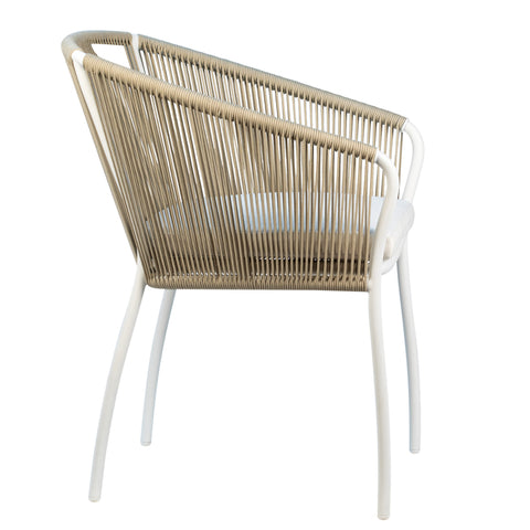 Casey White Frame with Tan Rope Outdoor Dining Chair