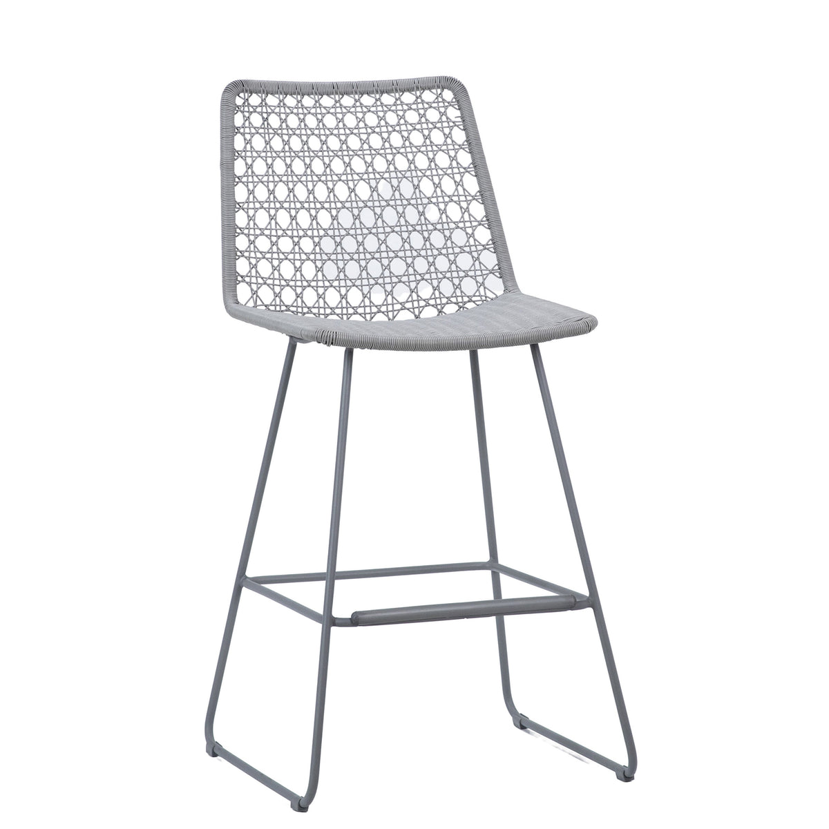Korina Gray Weave And Powder Coat Metal Color Outdoor Counter Stool