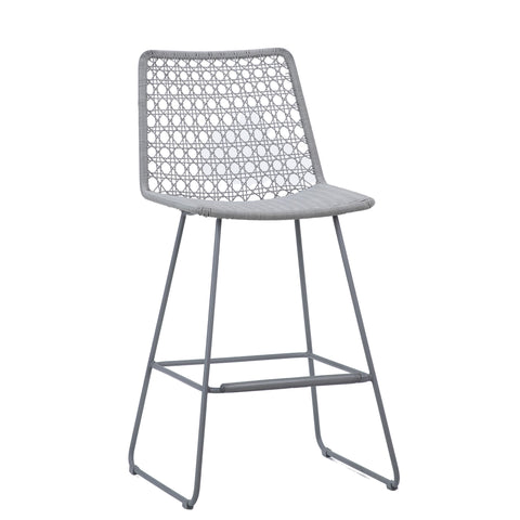 Korina Gray Weave And Powder Coat Metal Color Outdoor Counter Stool
