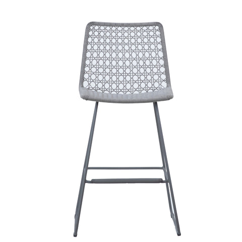 Korina Gray Weave And Powder Coat Metal Color Outdoor Counter Stool