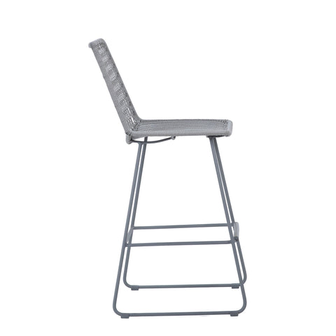 Korina Gray Weave And Powder Coat Metal Color Outdoor Counter Stool