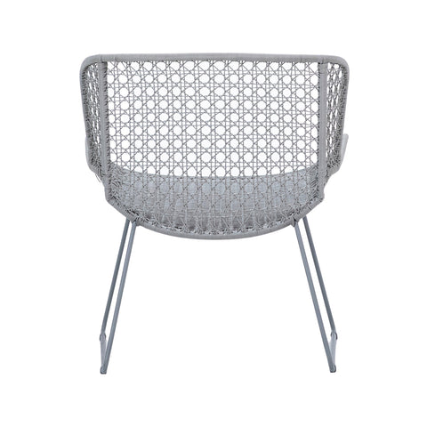Korina Light Grey Weave and Grey Powder Coated Finish Outdoor Occasional Chair