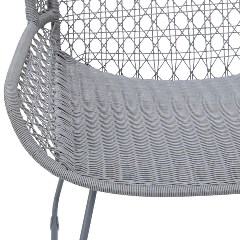 Korina Light Grey Weave and Grey Powder Coated Finish Outdoor Occasional Chair