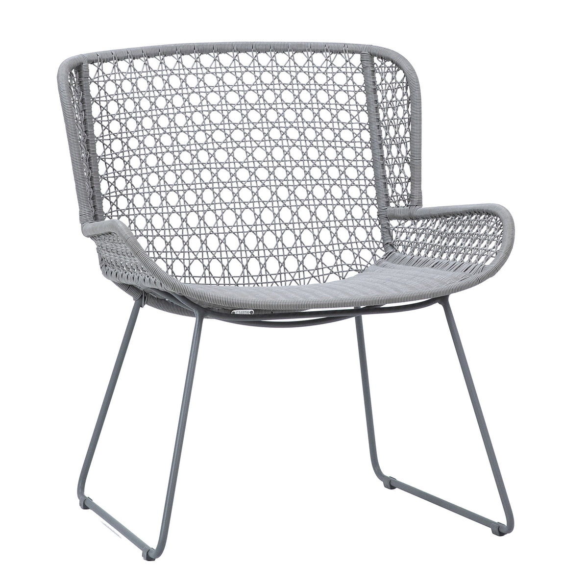 Korina Light Grey Weave and Grey Powder Coated Finish Outdoor Occasional Chair