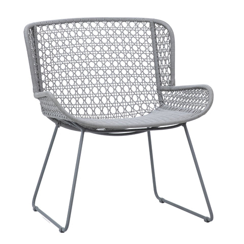 Korina Light Grey Weave and Grey Powder Coated Finish Outdoor Occasional Chair