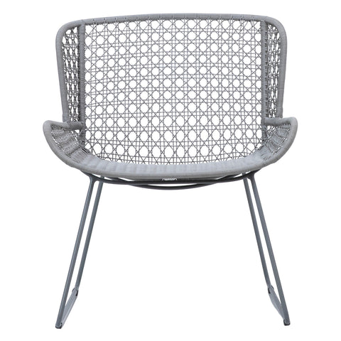 Korina Light Grey Weave and Grey Powder Coated Finish Outdoor Occasional Chair