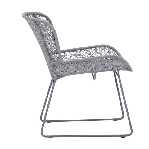 Korina Light Grey Weave and Grey Powder Coated Finish Outdoor Occasional Chair