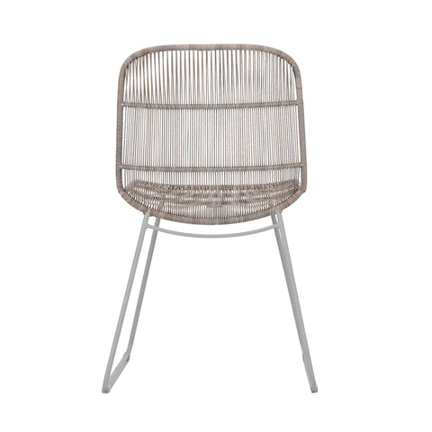Anton Sand Color Rope and White Powder Coated Finish Outdoor Dining Chair