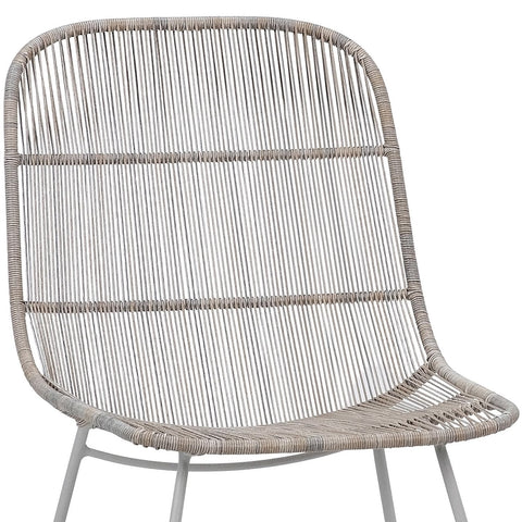 Anton Sand Color Rope and White Powder Coated Finish Outdoor Dining Chair