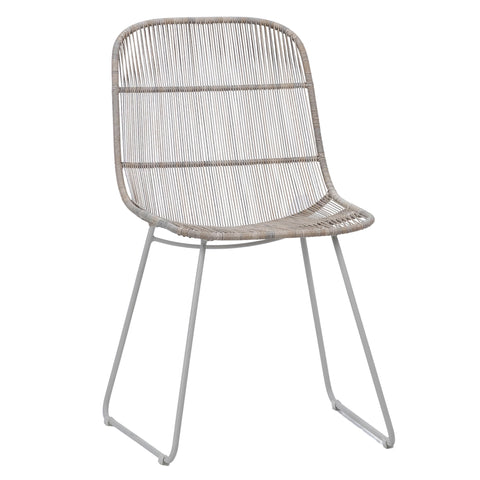 Anton Sand Color Rope and White Powder Coated Finish Outdoor Dining Chair