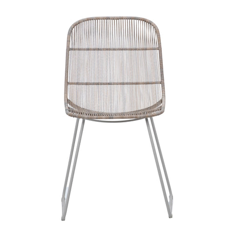 Anton Sand Color Rope and White Powder Coated Finish Outdoor Dining Chair
