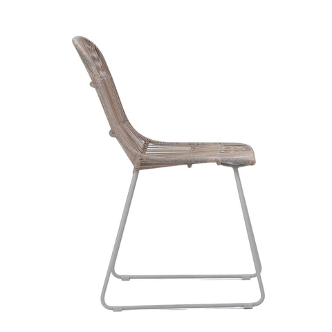 Anton Sand Color Rope and White Powder Coated Finish Outdoor Dining Chair