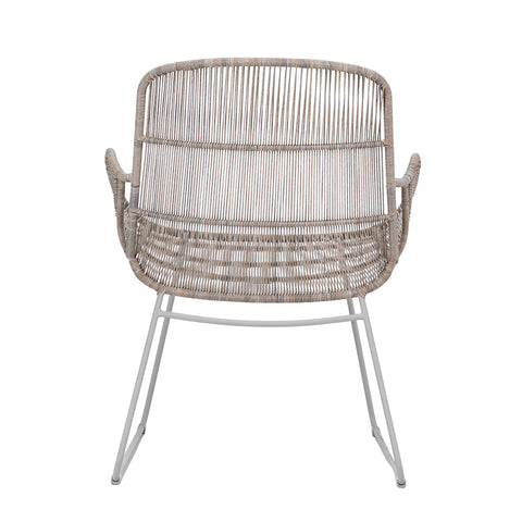 Anton Sand Color Rope and White Powder Coated Finish Outdoor Occasional Chair