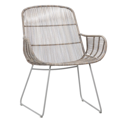 Anton Sand Color Rope and White Powder Coated Finish Outdoor Occasional Chair