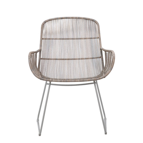 Anton Sand Color Rope and White Powder Coated Finish Outdoor Occasional Chair