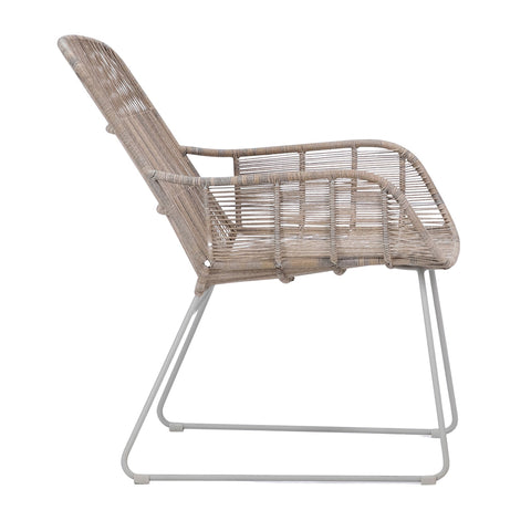 Anton Sand Color Rope and White Powder Coated Finish Outdoor Occasional Chair