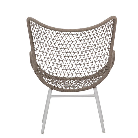 Carmen Sand Color Rope and White Powder Coated Finish Outdoor Occasional Chair