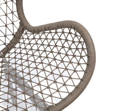 Carmen Sand Color Rope and White Powder Coated Finish Outdoor Occasional Chair
