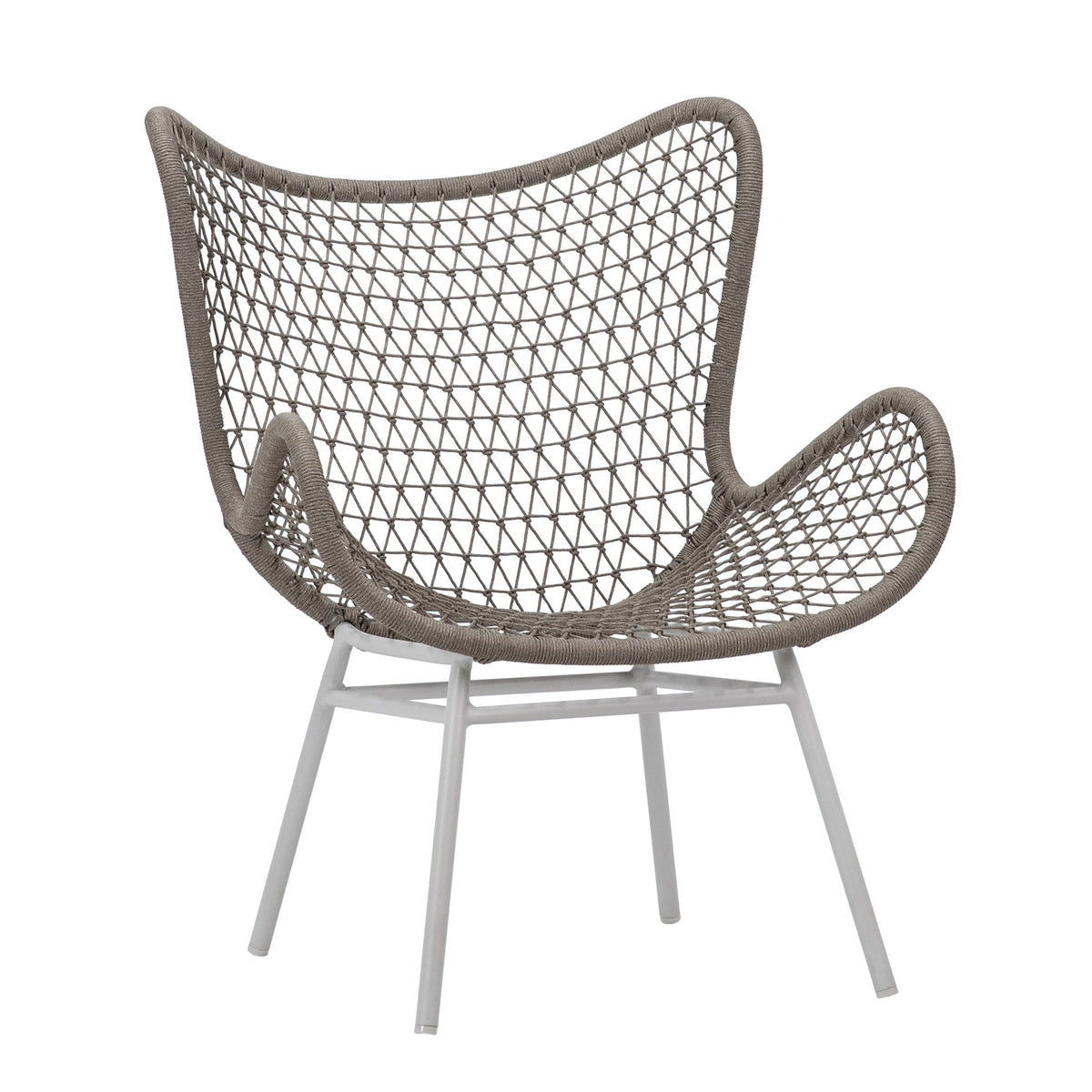 Carmen Sand Color Rope and White Powder Coated Finish Outdoor Occasional Chair