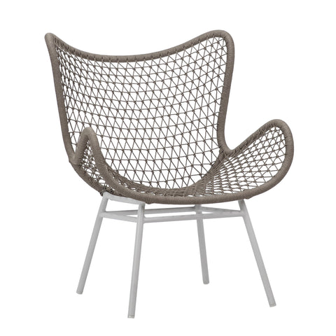 Carmen Sand Color Rope and White Powder Coated Finish Outdoor Occasional Chair