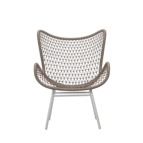 Carmen Sand Color Rope and White Powder Coated Finish Outdoor Occasional Chair
