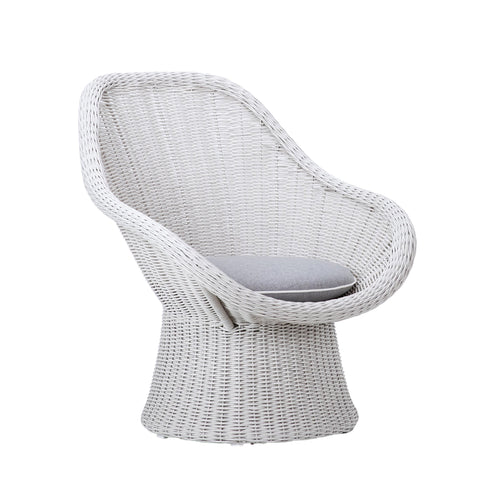 Elmer White Weave and Grey Cushion Outdoor Occasional Chair