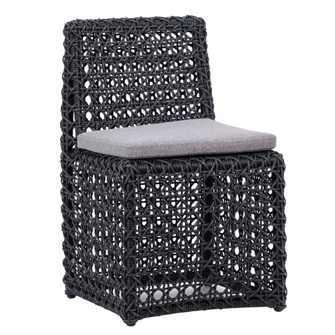 Arnie Charcoal Weave and Powder Coated Metal Outdoor Dining Chair
