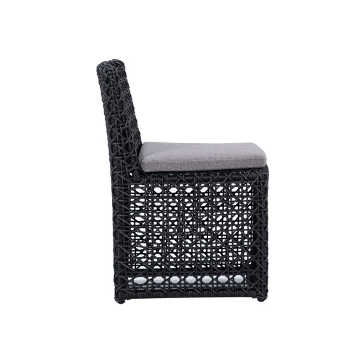 Arnie Charcoal Weave and Powder Coated Metal Outdoor Dining Chair