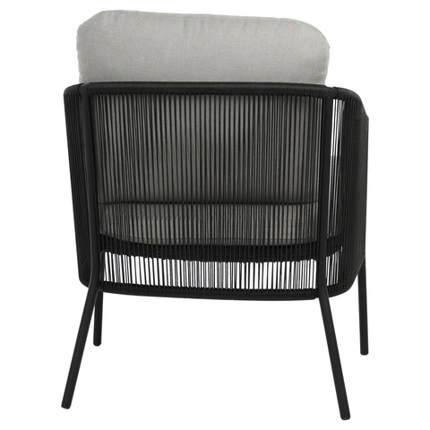 Hansley Black Powder Coated Finish with Grey Cushion Outdoor Occasional Chair