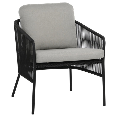 Hansley Black Powder Coated Finish with Grey Cushion Outdoor Occasional Chair