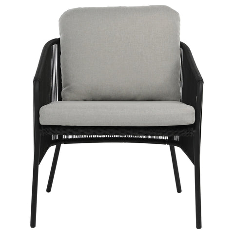 Hansley Black Powder Coated Finish with Grey Cushion Outdoor Occasional Chair