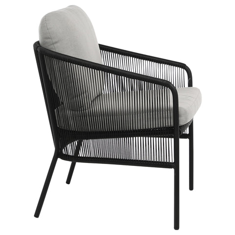 Hansley Black Powder Coated Finish with Grey Cushion Outdoor Occasional Chair