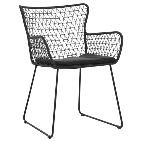 Abra Black Finish with Charcoal Cushion Outdoor Dining Chair