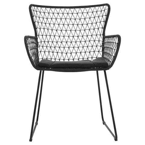 Abra Black Finish with Charcoal Cushion Outdoor Dining Chair